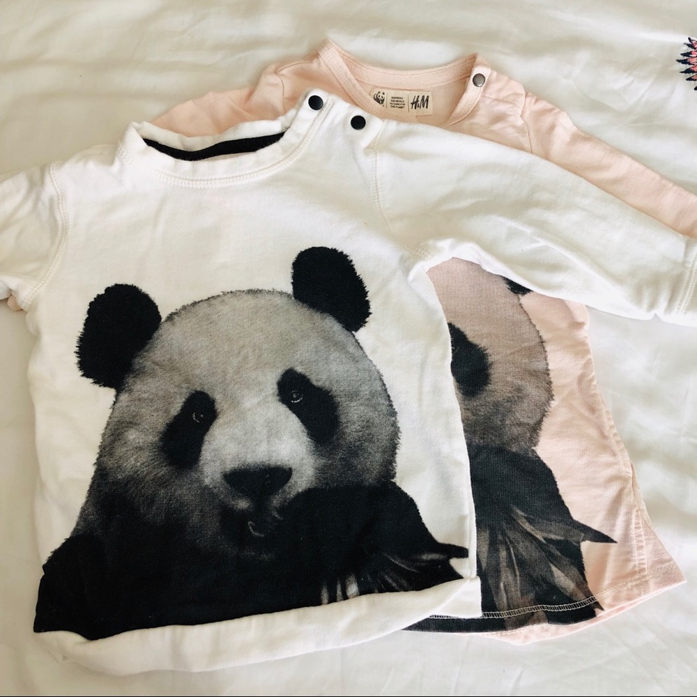 H&M Set Panda Sweatshirts Rose and White